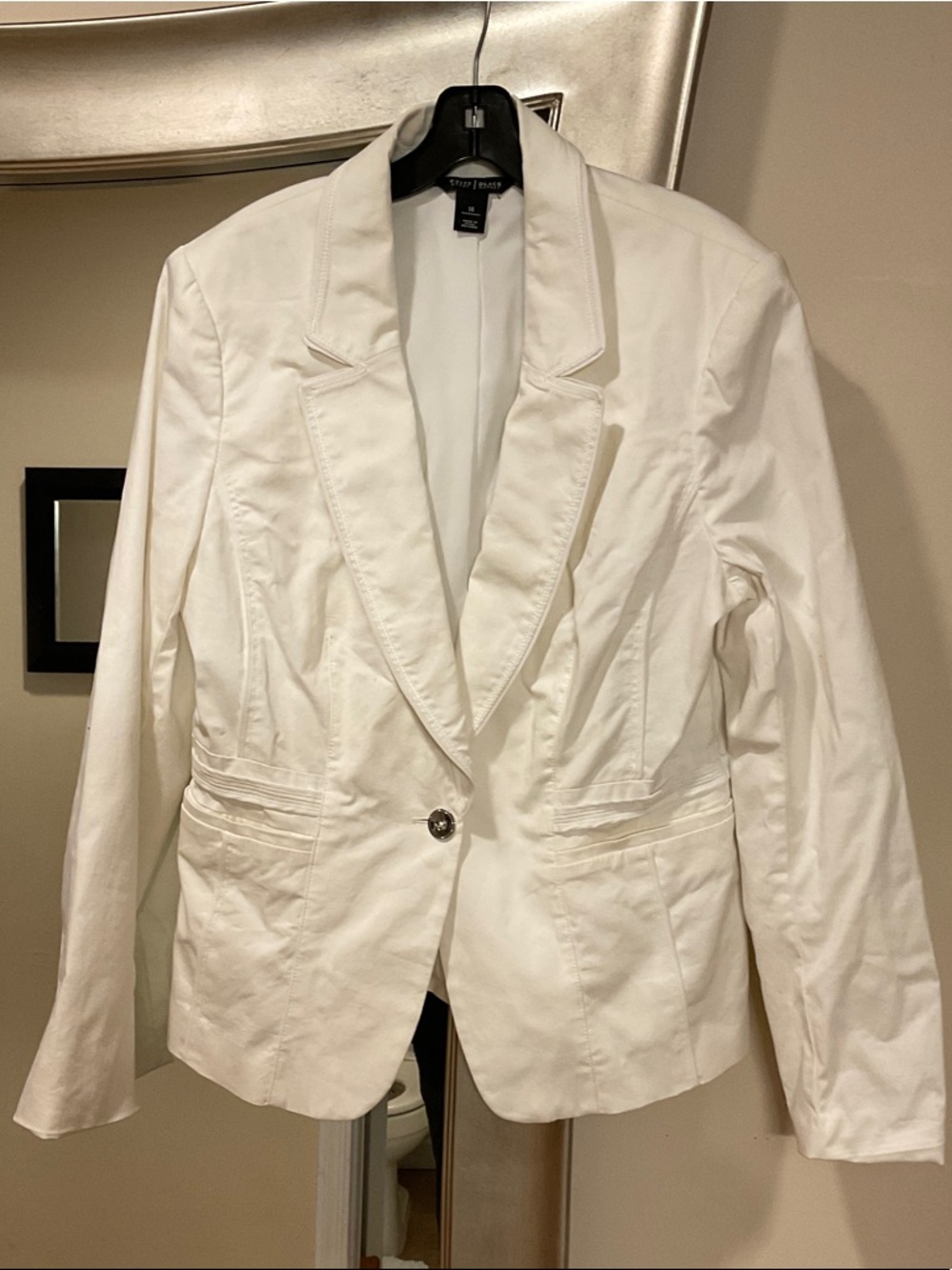 White House Black Market Women's White Single-Button Blazer